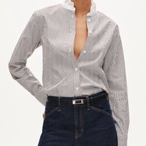 J. Crew Women's Jules ruffle-collar shirt in striped cotton poplin Size 12 BNWT